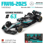 Bburago 1:43 F1 Mercedes-Amg W16 #63 George Russell #12 Kimi Antonelli Sulamist Auto Valatud Mudel M&auml;nguasi Koguja black