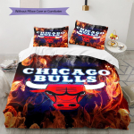 Chicago Bulls Mustriga Voodipesukomplekt Tekikate Padjap&uuml;&uuml;r Kodu Dekoor Kingitus (1 * tekikott + 2 * padjap&uuml;&uuml;ri, ilma s&uuml;damikuta) 135x200cm