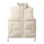 Unisex Polsterdatud Seisukrae Vest T&otilde;mblukuga Varrukateta Puhvpall Gilet Soe Paks Vabaaja &Uuml;ler&otilde;ivas Meestele Naistele S&uuml;gis Talv XL valge