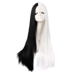 Cosplay parukas naistele must-roosa kahetooniline yin ja yang pea Qi tukk pikk sirge juus keemiline kiud peakate white