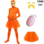 Lorax Kost&uuml;&uuml;m Bodysuit Komplekt Halloweeni Cosplay Unisex Spandex Jumpsuit Habeme ja K&otilde;hu Aksessuaariga Kids 130 orange