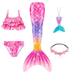 5 tk/komplekt T&uuml;drukute Merineitsi Saba Ujumisriided V&auml;ike Merineitsi Kost&uuml;&uuml;m Cosplay Rannariided Basseini Ujumisriided Halloweeni Kost&uuml;&uuml;mid 110 pink