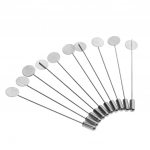 10Pcs Silver Lapel Stick Pin Base Brooch Glue on Collar Suit 10mm
