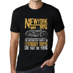 Meeste Vintage T-s&auml;rk Graafilise Tr&uuml;kiga T-s&auml;rk New York Mootorratas Alates 1976 S&uuml;gavmust XS must