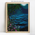 5D teemantmaal J&auml;rve&otilde;htu t&auml;isekraan Teemanttikandid T&auml;is&uuml;mar kividega ristpistes 20X30CM