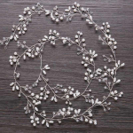 Fake Pearl Crystal Pulma Juuksed Vine Crystal Pruudi aksessuaarid Diamante peapael Uus 35cm h&otilde;be