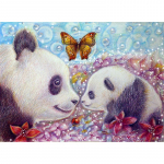 Teemantmaal Panda ja liblikas Tikand t&auml;is&uuml;mmargune teemantristpistega kivikivi 20X30CM