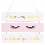 Les Tr&eacute;sors De Lily [R0929] - Kolmekordne puidust tahvel  Diva - Sleeping Eyes  roosa valge (parem saabuda hilja kui kole) - 46x37 cm Heleroosa