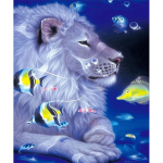 5D DIY Teemantmaal L&otilde;vi ja kala Tikand Ristpistes Rhinestone Mosaiic Kodukaunistus 20X30CM