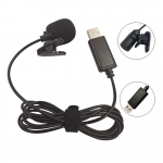 USB Lavalier Lapel Kondensaatori mikrofon Omnisuunaline juhtmega Clipon Mic k&auml;ed vabad Plug & Play must