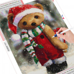 5D DIY teemantmaaling j&otilde;ulude t&auml;isruudukujuline teemanttikandid karu looma mosaiik k&auml;sitsi valmistatud kingitus seinakaunistus Full Round (20X30CM)