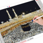5D teemantmaal T&auml;isruudukujuline &uuml;mmargune K&auml;sit&ouml;&ouml; Teemantmosaiik Mo&scaron;ee Tikand Religioon Islamism Kodukaunistus Full Round (20X30CM)