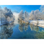 Teemantmaaling Lumi j&auml;rve ristpistes Teemanttikandid Maastik Teemantmosaiik K&auml;sit&ouml;&ouml; Kodukaunistus Full Round (20X30CM)