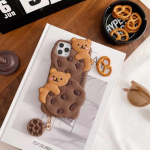 3D Cute Cookies Bear Cartoon Pehmest silikoonist telefoni&uuml;mbris iPhone 11 Pro Max iPhone 12 XR XS Max 7 8 Plus SE 2020 naiste moe tagakaas iPhone SE (2020) pruun