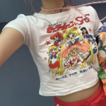 Sailor Moon Print Harajuku Goth Naiste naiste T-s&auml;rgid Kawaii L&uuml;hike Anime T-s&auml;rk HipHop Suvised Naiste T&auml;navar&otilde;ivad Crop Tops Y2k S
