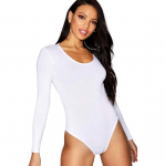 Pikkade varrukatega puuvillane body - Naise keha - Elegantne ja pehme body XL/XXL valge