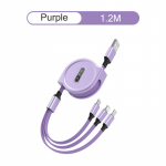 3-&uuml;hes laadimiskaabel Sisset&otilde;mmatav USB-laadimine 2,4A kiirlaadimine XiaoMi HuaWei jaoks Samsungi kaasaskantav laadimiskaabel Micro Type-C lilla