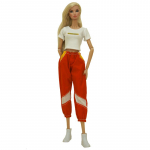 Moodne nukuriiete komplekt Barbie r&otilde;ivastele 1/6 nukud Aksessuaarid Valge Crop Top T-s&auml;rk Punased P&uuml;ksid P&uuml;ksid Lapsed M&auml;nguasjad punane/valge