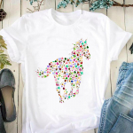 L&uuml;hikeste varrukatega naiste hobune armastus looma armsa tr&uuml;kiga T-s&auml;rk vabaaja T-s&auml;rk Suvine mood T-s&auml;rk Naistele Graafiline T-s&auml;rk S