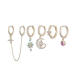 ANENJERY 6 tk/komplekt Star Hoop k&otilde;rvar&otilde;ngad naistele V&auml;rvilised tsirkoonist topeltpandlaga kettk&otilde;rvar&otilde;ngad