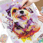 HUACANi isetegemise maalid teemantidega 5d koera t&auml;ispuuritud ruudukujulise teemanttikandiga loomamosaiigiga k&auml;sit&ouml;&ouml; seinapildid Full Square 20*30 cm