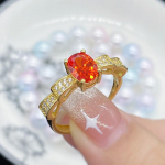 BELLA BOX Kuumm&uuml;&uuml;k uus oranži munakujuline elegantne avamiss&otilde;rmus naistele v&otilde;luv pulmakihlus peened ehted, uued trendikad Adjustable Opening oranž