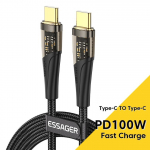 Essager PD 100W USB C to Type-C kaabel 5A kiirlaadimisega telefoni laadija juhe Samsung Xiaomi Huawei MacBook Pro iPad POCO jaoks 1m must