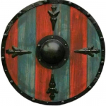 Shield Viking puidust keskaegne 24  &uuml;mmargune P&otilde;hjala lahingusoomus s&otilde;dalane k&auml;sitsi valmistatud kingitus punane