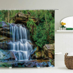 Kaasaegne 3D-printimine metsa du&scaron;ikardin Roheline taimepuu maastikuga vannikardin konksudega vannitoa veekindla maastiku jaoks 180x200cm