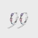 Geomeetriline v&auml;rviline tilkuv liim S925 h&otilde;bek&otilde;rvar&otilde;ngas naiste moepeole ehteid pulma k&auml;sitsi valmistatud emailiga h&otilde;bedast ehteid peok&otilde;rvar&otilde;ngad valge