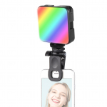 Andoer W64RGB Mini Clip-on RGB videovalgusti mobiiltelefoni t&auml;itevalgusti tahvelarvuti videokonverents must