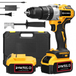 Majapidamises kasutatav 120 Nm multifunktsionaalne 21 V elektriline puur, 2 kiiruse reguleerimine, 3 t&ouml;&ouml;režiimi astmeta kiirus 2pcs batteries US Plug mitmev&auml;rviline