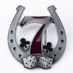 Ratsutamisrihma pandla hobuseseeria lihtsa metallist sileda pandla number 7 ploomi mustriga p&auml;ritolu t&auml;ringu logo
