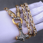 Vintage Vikingi draakonipea amulett Thori vasar 316L roostevabast terasest ripatsiga kaelakee piraatkuninga kett Valknuti kinkekotiga 50cm