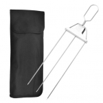 Grillkahvel, kolmeharuline deformatsioonita grill, roostevabast terasest liha, juurviljade grilln&otilde;el, grilli tarvik A