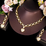 CMM-i populaarsed armastuse s&uuml;damekujulise kuupmeetri tsirkooniumoksiidi Kuuba l&uuml;likett kullav&auml;rvi kaelakee ja k&otilde;rvar&otilde;ngad naiste ehtekomplektid kuld