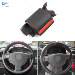 Carstyling Steering Wheel Cover Leather Trim red line red strip For Opel Corsa C 2001-2006 Combo C 2001-2011 Holden Barina gray