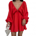 Kevads&uuml;gisene minikleit Seksikas pikkade varrukatega avar rannakleit Klubipeokleit Ballikleit Naiste Peokleit Naiste R&otilde;ivas M sinine