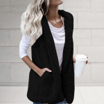 Naiste vest Talvine soe kapuuts V&auml;lisriided vabaaja mantel Faux lukuga jakk S must