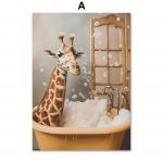 Naljakas vannitoahuumor Sebra kaelkirjak L&otilde;vi siga Koer Kass Veis Pingviin &Ouml;&ouml;kull Sein Kodukaunistus Tualettplakat Art Print L&otilde;uendimaal 50x70cm No Framed