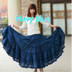 Naiste pikad seelikud, kommid, v&auml;rvid, puuvillased Falda, naiste vabaaja rannas Bohemia volangid Maxi seelik one size tumesinine v&auml;rv