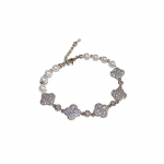 Kerge luksus ja tipptasemel tunnetusega mikro inkrusteeritud tsirkoon k&auml;ev&otilde;ru neljalehelise ristiku lillega p&auml;rliga h&otilde;bedast k&auml;ev&otilde;ru peen temperamendiga k&auml;ev&otilde;ru 12.5-16 cm h&otilde;be