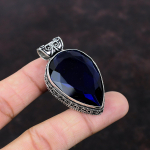 Lihvitud tansaniidist kvartsist ripats vintage ripats kalliskivist ehted 925 sterling h&otilde;bedast ripats ainulaadses stiilis ripats k&auml;sitsi valmistatud ehted kingituseks