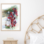 5D DIY Teemantmaali Punaste Puuviljade Ristpistes Komplekt Mosaiik Teemanttikandid Roos T&auml;isringi kandiline puur Kodukaunistus Round 30x40cm