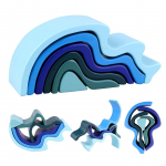 Puidust vikerkaarevirnastaja virnastamism&auml;ng Montessori &otilde;petlik m&auml;nguasi lastele m&otilde;eldud pusleplokkide paigutamiseks 21.5x9x6.5cm sinine