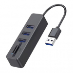 USB-jaoturi multifunktsionaalne dokkimisjaam Plug and Play kiire andmeedastus USB2.0 SD/TF-kaardilugeja 5-&uuml;hes mitme pordiga adapter MacBooki jaoks must