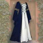 Naiste moe vintage keldi pikkade varrukatega keskaegne kleit, p&otilde;randa pikkune renessansiaegne gooti kleit, cosplay Halloweeni kost&uuml;&uuml;m S tumesinine v&auml;rv