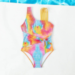 Laste Hot Springsi &uuml;hes t&uuml;kis ujumistrikoo t&uuml;drukutele Leopard Tie V&auml;rviga Kuumstantsitud Kaldus &otilde;lgkolmnurk Rannar&otilde;ivad Ujumiskost&uuml;&uuml;m 3-4 oranž