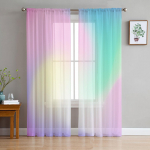 Roosa sinine lilla gradient l&auml;bipaistev kardinad elutuppa magamistuba kodukaunistuseks k&ouml;&ouml;k t&uuml;ll Windowsi jaoks Voile kardinad 135W x 114H(cm)