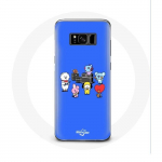 &Uuml;mbris Samsung Galaxy S8 Plus BTS BT21 Tata Chimmy Cooky Rj Koya Shooky ja Mang Play Music jaoks sinise taustaga